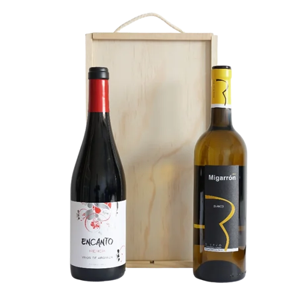Estuche vino encanto migarrón blanco